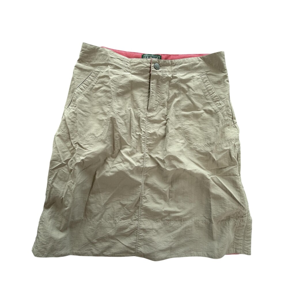 L.L.Bean Skirt Womens 4 Beige Nylon Short Hiking Travel Pockets Summer